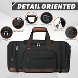 Wohlbege Duffle Bag for Travel,Overnight Weekend Gym Carry On Luggage Bag, 50L Canvas Travel Duffel Bag for Men Women, Expandable Spacious Travel Duffel Bag, Black