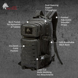 WOLF TACTICAL Molle Backpack Small Tactical Backpack Small Concealed Carry Backpack CCW Backpack Bug Out Bag 24L EDC Daypack