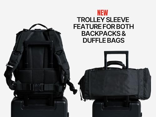 WOLFpak 35L Athletic Gym Backpack (Alpha Black) Durable 1000D Waterproof Oxford Material with MOLLE Webbing, Laptop Pocket & Dual Cup Holders, Durable Fitness/Travel/Military Daypack