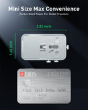 Wollzz 75W Tiny Universal Travel Adapter with 70cm Retractable Cable, GaN Fast Charging European Plug Adapter, 5 Ports (1 AC, 1 USB - A, 3 USB - C), with Smart Chip for Over 200 Countries, PD&QC Charger