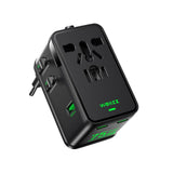 Wollzz 75W Universal Travel Adapter, GaN Fast Charging International Power Adapter Worldwide Charger with 5 Ports 1 AC, 1 USB - A, and 3 USB - C Ports Plug Adapter for USA European UK AUS Japan