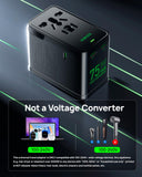 Wollzz 75W Universal Travel Adapter, GaN Fast Charging International Power Adapter Worldwide Charger with 5 Ports 1 AC, 1 USB - A, and 3 USB - C Ports Plug Adapter for USA European UK AUS Japan