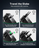 Wollzz 75W Universal Travel Adapter, GaN Fast Charging International Power Adapter Worldwide Charger with 5 Ports 1 AC, 1 USB - A, and 3 USB - C Ports Plug Adapter for USA European UK AUS Japan