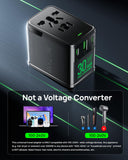 Wollzz Universal Travel Adapter, 30W GaN Fast Charging International Power Adapter Worldwide Charger with 4 Ports 1 AC, 1 USB - A, and 2 USB - C Ports Plug Adapter for USA European UK AUS Japan