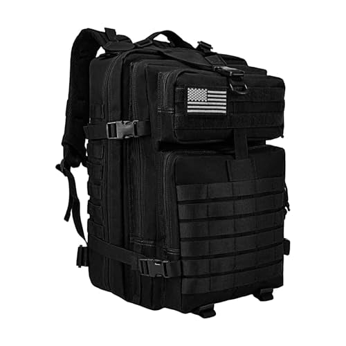 WOLT Military Tactical Backpack for Men 45L Molle Backpack 3 Day Assault Pack Bug Out Bag, Heavy Duty Rucksack for Hiking Gym(Black) | Backpacks4Less