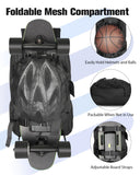 WOLT Skateboard Backpack, 15.6 Inch Laptop Backpack for Men Women, Sports Backpack with Ball Holder for Longboard Basketball Soccer, Black