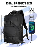 WOLT Skateboard Backpack, 15.6 Inch Laptop Backpack for Men Women, Sports Backpack with Ball Holder for Longboard Basketball Soccer, Black