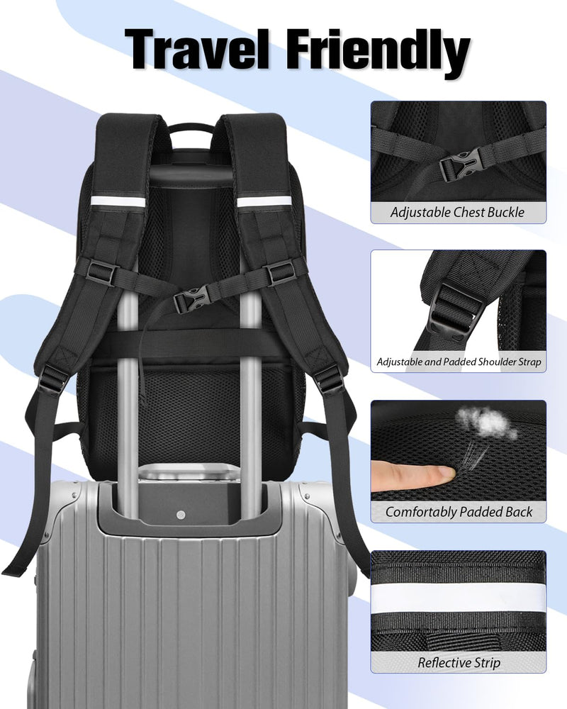 WOLT Skateboard Backpack, 15.6 Inch Laptop Backpack for Men Women, Sports Backpack with Ball Holder for Longboard Basketball Soccer, Black