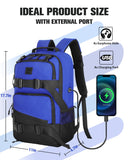WOLT Skateboard Backpack, 15.6 Inch Laptop Backpack for Men Women, Sports Backpack with Ball Holder for Longboard Basketball Soccer, Blue