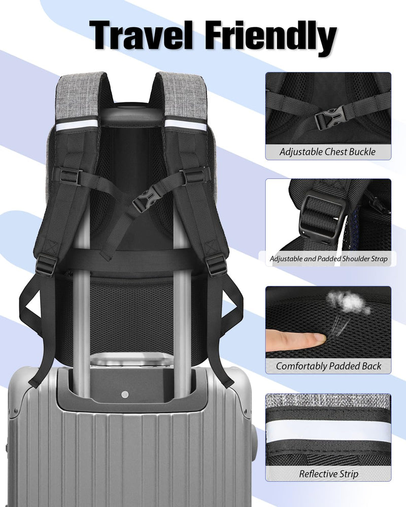 WOLT Skateboard Backpack, 15.6 Inch Laptop Backpack for Men Women, Sports Backpack with Ball Holder for Longboard Basketball Soccer, Grey