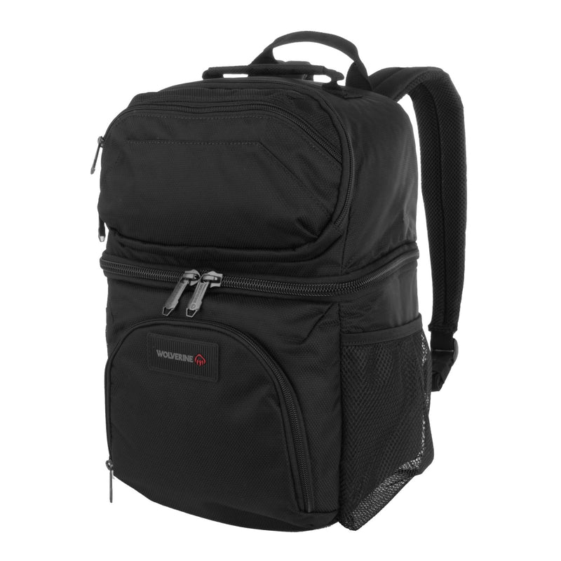 WOLVERINE 18 Can Cooler Backpack | Durable Nailhead Nylon, Dual Compartment Cooler & Dry Storage, Padded Mesh Back Panel, & Exterior Water Bottle Pockets