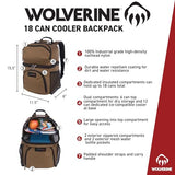 WOLVERINE 18 Can Cooler Backpack | Durable Nailhead Nylon, Dual Compartment Cooler & Dry Storage, Padded Mesh Back Panel, & Exterior Water Bottle Pockets