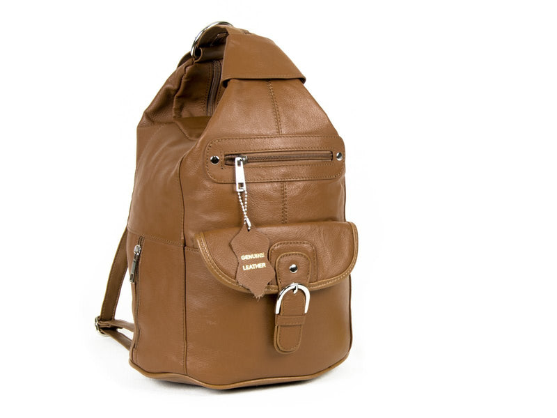 Women Genuine Leather Sling Purse Handbag Shoulder Bag Backpack Slouch Organizer with Free Wayfarer REVO Sunglasses