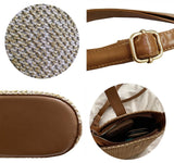 Women Straw Crossbody Bag Beach Handmade Rattan Shoulder Bags Hand Woven Leather Straps Straw Clutch Purse Vacation