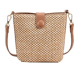 Women Straw Crossbody Bag Beach Handmade Rattan Shoulder Bags Hand Woven Leather Straps Straw Clutch Purse Vacation