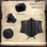 Womens Corset Belt Pouch Waist Bag Fanny Pack Phone Holder Coin Purse Skirt Hikes Loop Hook Medieval Renaissance Costume Sets (Black, M - Waist/31.5" - 38")