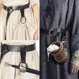 Womens Corset Belt Pouch Waist Bag Fanny Pack Phone Holder Coin Purse Skirt Hikes Loop Hook Medieval Renaissance Costume Sets (Black, M - Waist/31.5" - 38")