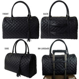 Womens Quilted Weekender Duffle Carry Bags Overnight Travel Handbag Shoulder Tote Trolley Handle Luggage TSA Approved Bag Quad Duffle 43 (Black - 03)