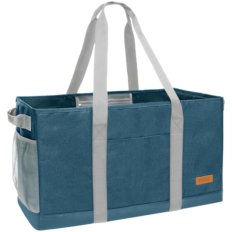 WONDAY Extra Large Utility Tote Bag - Standing Reusable Grocery Bag with Handle, Collapsible Storage Organizer for Shopping, Beach, Work