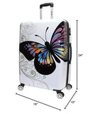 World Traveler Butterfly 3 - Piece Polycarbonate Hardside Expandable Spinner Luggage Set with Enhanced Wheel System