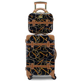 World Traveler Chariot 2-Piece Vintage Hardside Carry-On Luggage Set with Matching Train Case, Spinner Wheels, Retro Fashion Suitcase - Posh Black