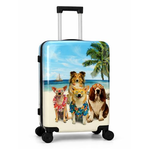 World Traveler Chariot Beach Pups Dog Lover 20-Inch Carry-On Hardside Expandable Spinner Luggage with TSA Lock | Backpacks4Less