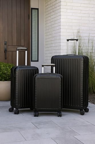 World Traveler Dejuno Abrams 3-Piece Lightweight Hardside Spinner Luggage Set - Black