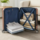World Traveler Dejuno Beaumont 20-Inch Carry-On Lightweight Hardside Expandable Spinner Luggage - Rose Gold