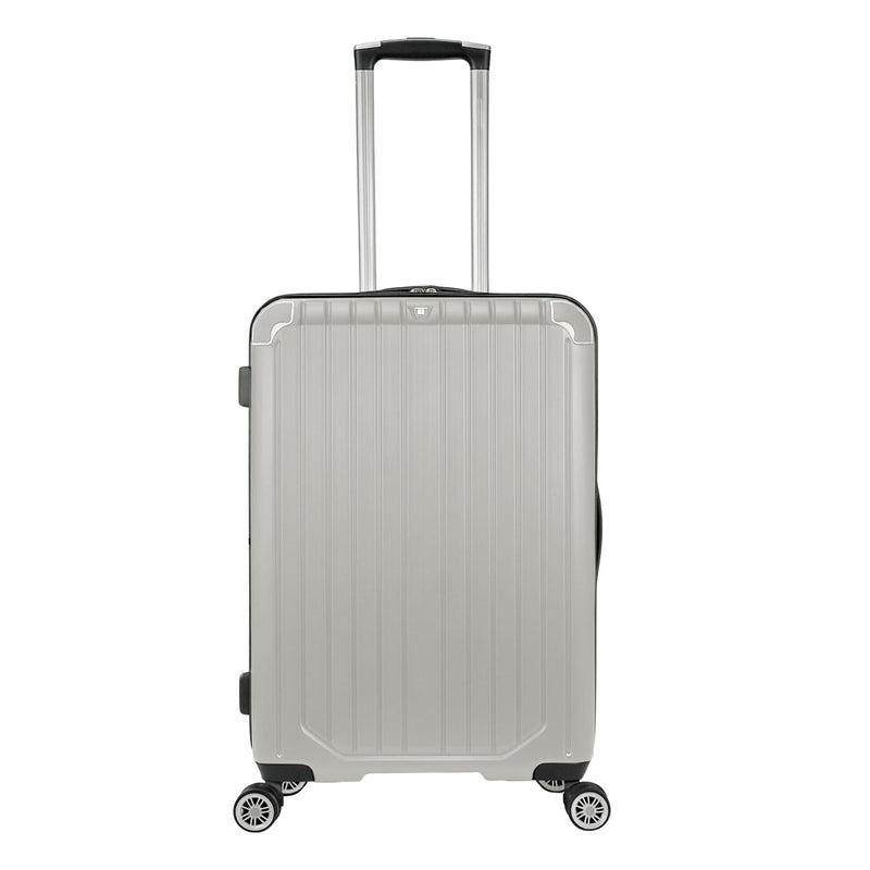 World Traveler Dejuno Beaumont 20 - Inch Carry - On Lightweight Hardside Expandable Spinner Luggage - Silver