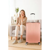 World Traveler Dejuno Beaumont Lightweight Hardside Expandable Spinner Luggage, Rose Gold, Large Checked