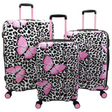 World Traveler Dejuno Butterfly Cheetah 3 - Piece Expandable Spinner Luggage Set