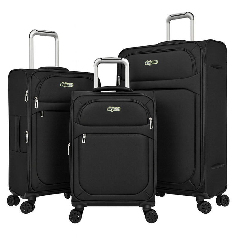 World Traveler Dejuno Cirrus 3 - Piece Lightweight Expandable Spinner Luggage Set - Black
