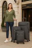 World Traveler Dejuno Jasper Lightweight Expandable Spinner Luggage, Charcoal, 3 - Piece Set(20in,24in,28in)