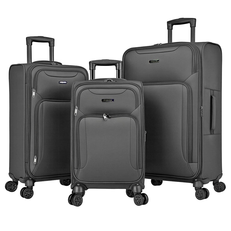 World Traveler Dejuno Jasper Lightweight Expandable Spinner Luggage, Charcoal, 3 - Piece Set(20in,24in,28in)