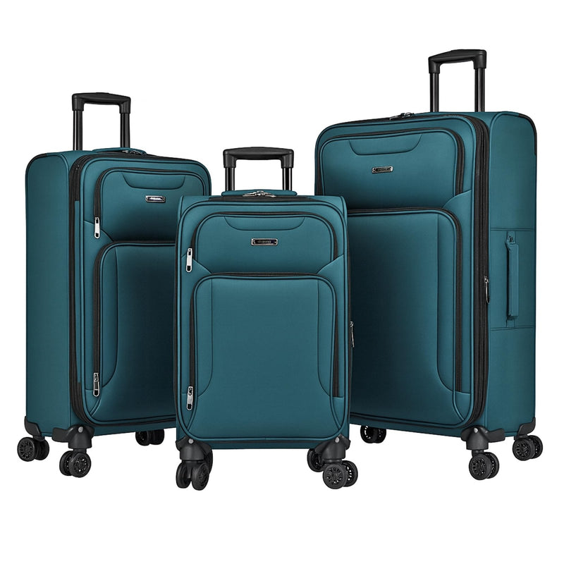 World Traveler Dejuno Jasper Lightweight Expandable Spinner Luggage, Green, 3 - Piece Set(20in,24in,28in)