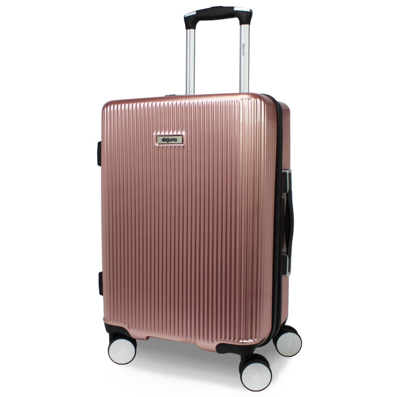 World Traveler Dejuno Monarch 20 - Inch Carry - On Lightweight Hardside Polycarbonate Expandable Spinner Luggage with TSA Lock - Rose Gold