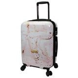 World Traveler Dejuno Pink Marble 3 - Piece Expandable Spinner Luggage Set