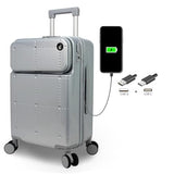 World Traveler Dejuno Smart 20 - Inch Carry - On Luggage with USB Ports - Silver