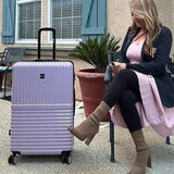 World Traveler Dejuno Tonal 28-Inch Polycarbonate Lightweight Hardside Expandable Spinner Luggage Suitcase with TSA Lock - Lavender