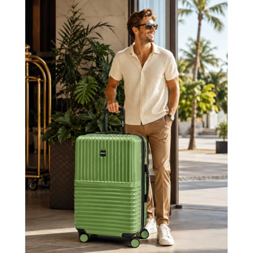 World Traveler Dejuno Tonal 28-Inch Polycarbonate Lightweight Hardside Expandable Spinner Luggage Suitcase with TSA Lock - Matcha
