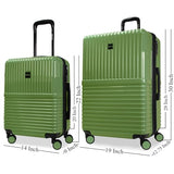 World Traveler Dejuno Tonal Lightweight Polycarbonate Hardside Expandable Spinner Luggage Suitcase with TSA Lock, Matcha, 2 - Piece Set(20in,28in)