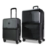 World Traveler Dejuno Tonal Lightweight Polycarbonate Hardside Expandable Spinner Luggage Suitcase with TSA Lock, Onyx, 2-Piece Set(20in,28in)