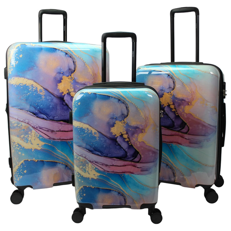 World Traveler Dejuno Wave Marble 3 - Piece Expandable Spinner Luggage Set