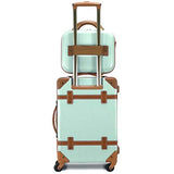 World Traveler Gatsby Vintage Style 2 - Piece Hardside Carry - On Retro Train Case Spinner Luggage Set - Mint