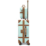 World Traveler Gatsby Vintage Style 2 - Piece Hardside Carry - On Retro Train Case Spinner Luggage Set - Mint