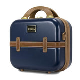 World Traveler Gatsby Vintage Style 2-Piece Hardside Carry-On Retro Train Case Spinner Luggage Set - Navy