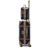 World Traveler Gatsby Vintage Style 2-Piece Hardside Carry-On Retro Train Case Spinner Luggage Set - Navy
