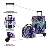 World Traveler VentureX Airline Approved 2-Piece Carry-On Luggage Set – Lightweight Hardside Polycarbonate Suitcase with Spinner Wheels - Tropical Leaves
