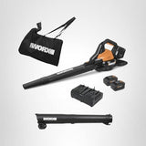 WORX Cordless Leaf Blower, 3 in 1 Blowers for Lawn Care with Leaf Vacuum & Leaf Mulcher, Electric Blower with Brushless Motor & 2 Speed Control, 2 × 4.0 Ah Batteries & Charger Included, WG583