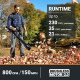 WORX Nitro WG572 80V Cordless Leaf Blower, Backpack Blower with 800CFM & 150MPH, Electric Blower for Lawn Care with Brushless Motor & Variable Air Control, 4 Batteries & Basecamp Charger Included